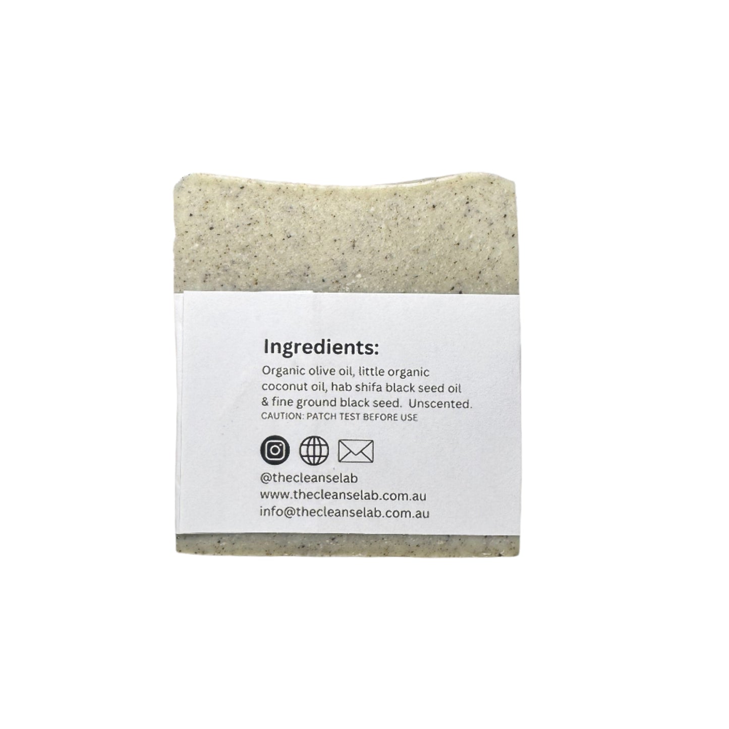 Olive oil soap bar with hab shifa black seed oil with ground black seeds natural back