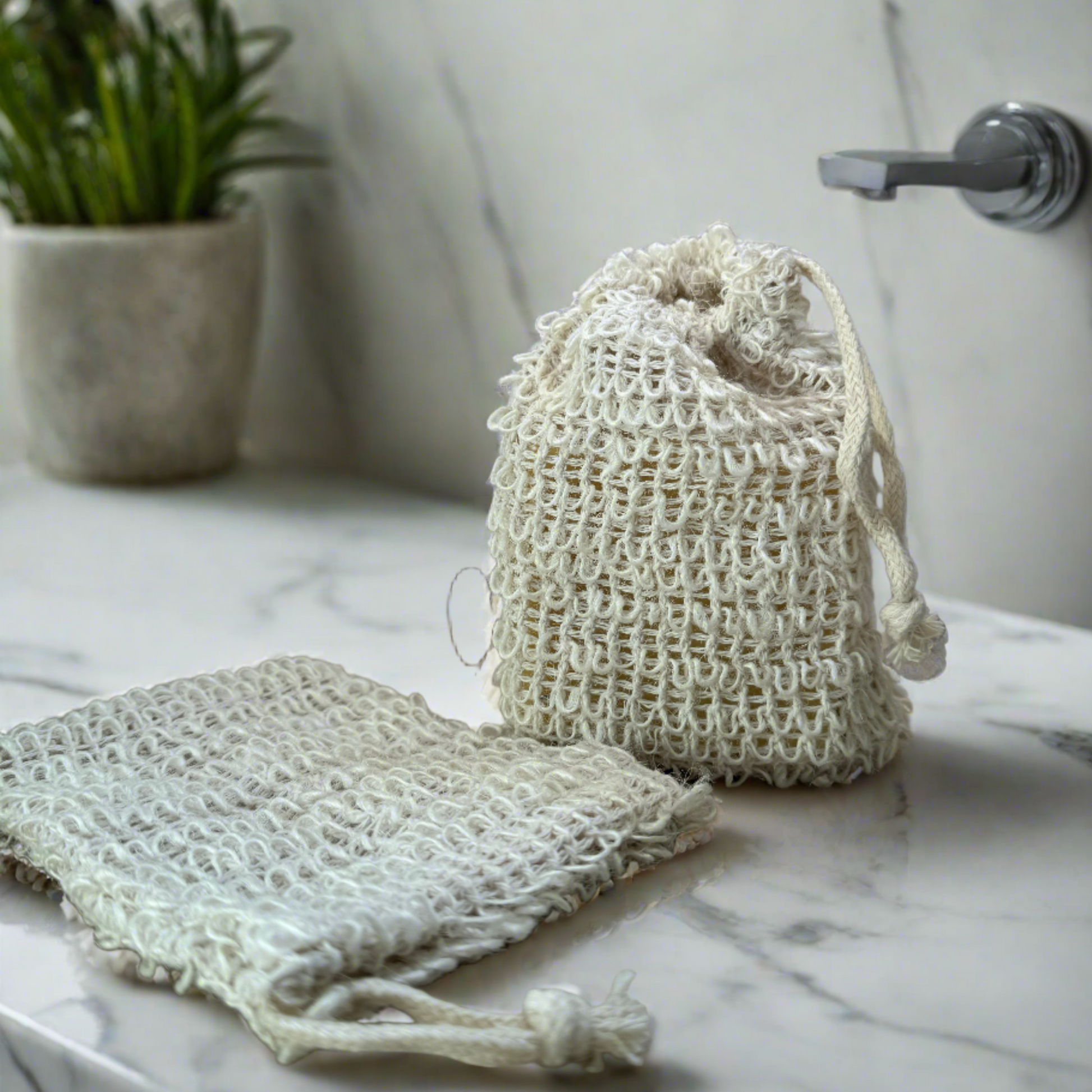 Exfoliating soap bag pouch