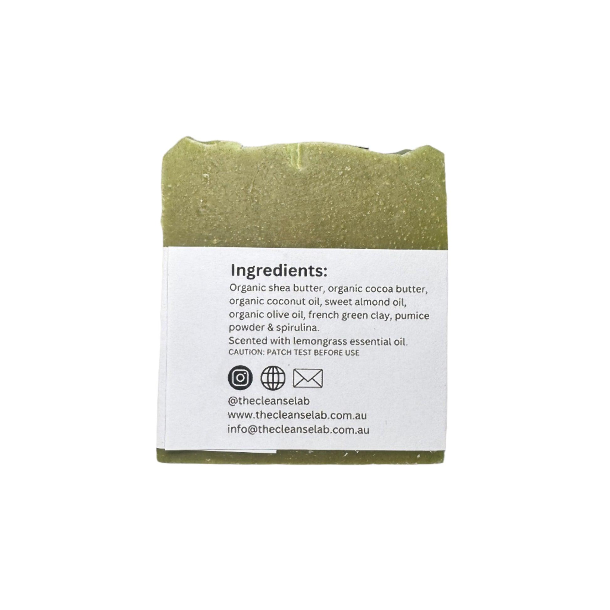 French green clay spirulina scrub natural soap back